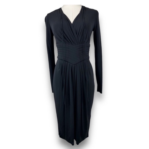 Armani Collection Collezioni Dress Black Cummerbund Waist Crossover Top Size 40 - Picture 1 of 8